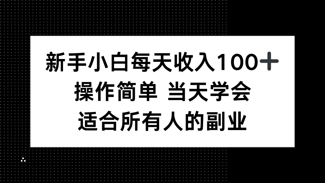 (15937期)新手小白每天收入100+,操作简单 当天学会 ,适合所有人的副业-小二项目网
