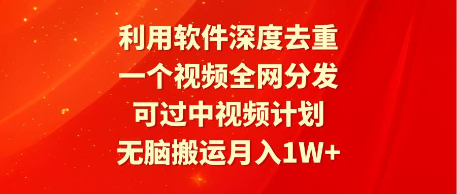 利用软件深度去重，一个视频全网分发，可过中视频计划，无脑搬运月入1W+-小二项目网