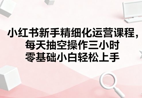 小红书新手精细化运营课程，每天抽空操作三小时，零基础小白轻松上手-小二项目网