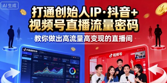 25年直播9-10两期线下课，打通创始人IP，抖音+视频号直播流量密码，教你做出高流量高变现的直播间-小二项目网