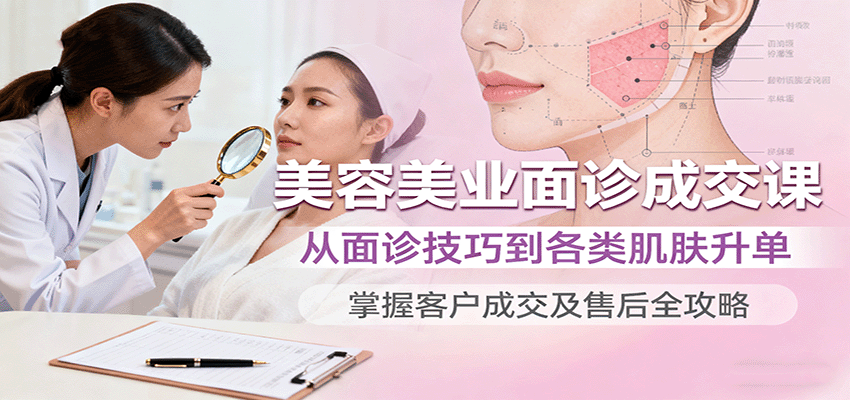 美容美业面诊成交课，从面诊技巧到各类肌肤升单，掌握客户成交及售后全攻略-小二项目网