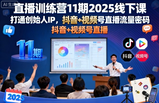 直播训练营11期2025线下课，打通创始人IP，抖音+视频号直播流量密码，教你做出高流量高变现的直播间-小二项目网