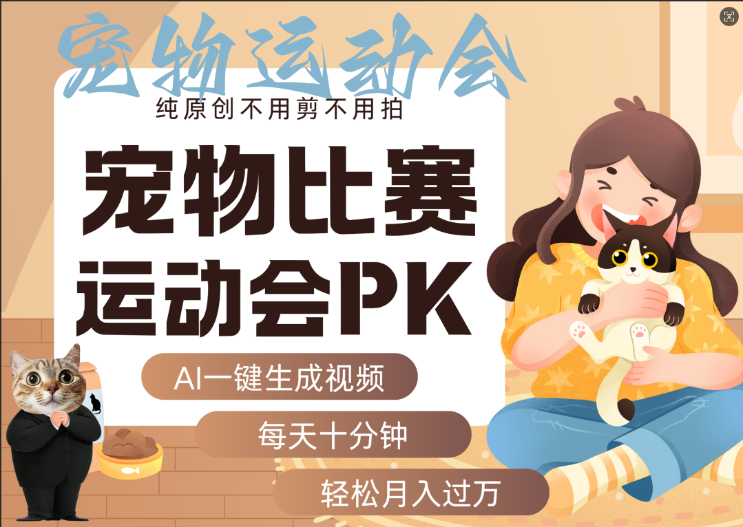 AI萌宠运动员跳水 射击  篮球  足球比赛   每天十分钟 附详细提示词文案库  代替做素材 卖提示词 卖虚拟资料  卖宠物产品 做宠物私人定制产品  带徒弟 带陪跑 卖课  创作者分成 月入5W+-小二项目网