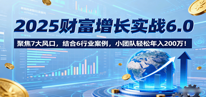 2025财富增长实战6.0，聚焦7大风口，结合6行业案例，小团队轻松年入200万！-小二项目网