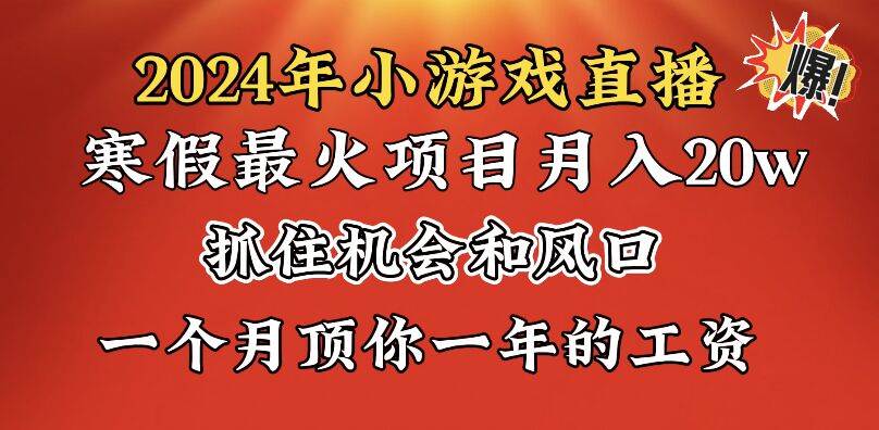 2024年寒假爆火项目，小游戏直播月入20w+，学会了之后你将翻身-小二项目网