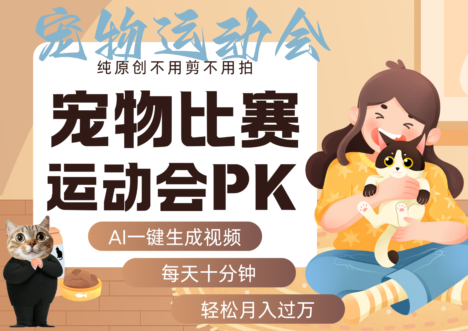 AI萌宠运动员跳水 射击  篮球  足球比赛   每天十分钟 附详细提示词文案库  代替做…-小二项目网