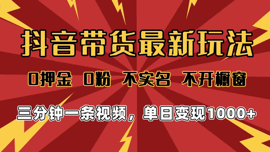 2025年抖音带货最新玩法，0押金0粉，不实名，不开橱窗，单日变现1000➕，小白最快当天见收益-小二项目网