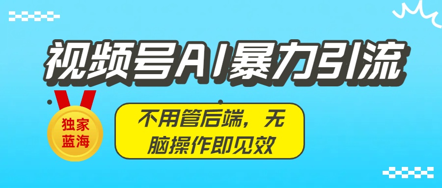 独家蓝海！视频号AI暴力引流：不用管后端，无脑操作即见效-小二项目网