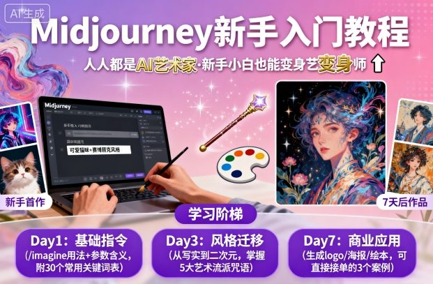 midjourney新手入门教程：人人都是AI艺术家，新手小白也能变身艺术大师-小二项目网