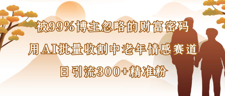 被99%博主忽略的财富密码：用AI批量收割中老年情感赛道，日引流300+精准粉-小二项目网