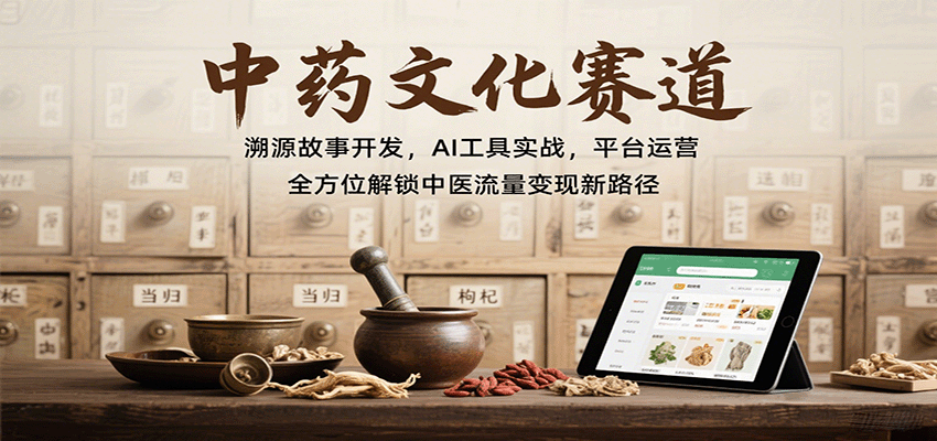 中药文化赛道：溯源故事开发，AI工具实战，平台运营，全方位解锁中医流量变现新路径-小二项目网