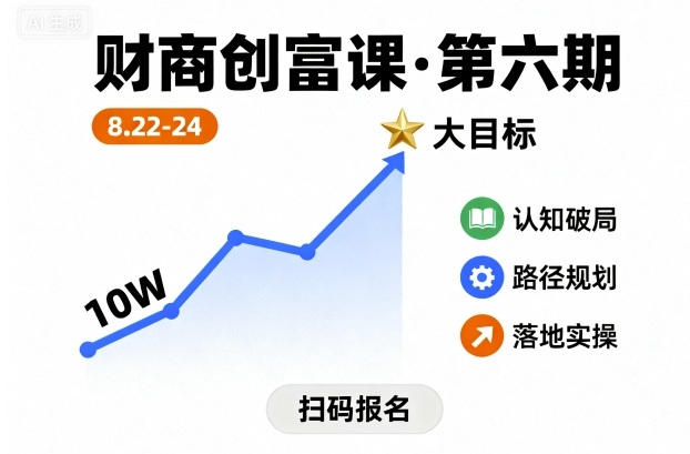财商创富课第六期8月22-24号，如何从10W起步，一步步实现大目标-小二项目网