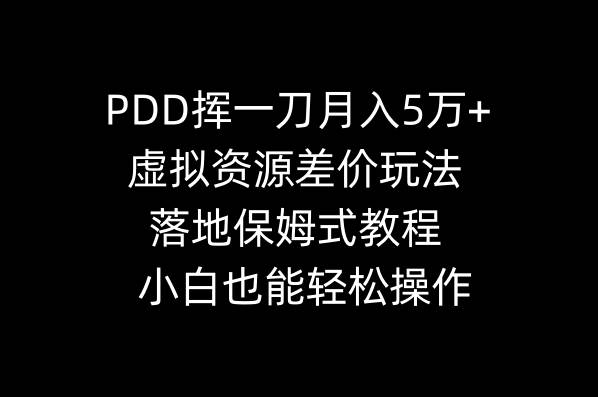 PDD挥一刀月入5万+，虚拟资源差价玩法，落地保姆式教程，小白也能轻松操作-小二项目网