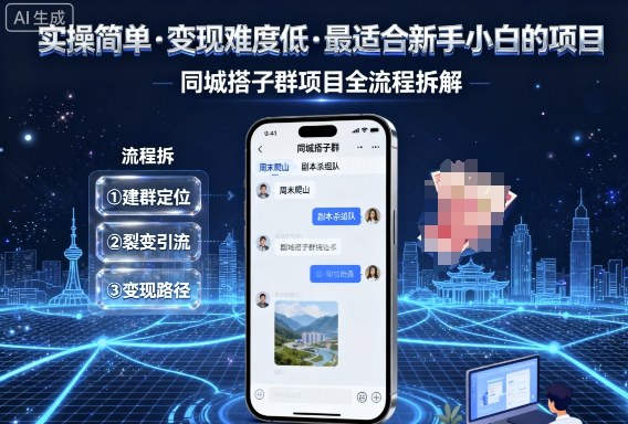 实操简单，变现难度低，最适合新手小白做的项目，每天轻松收入3张，同城搭子群项目全流程拆解-小二项目网