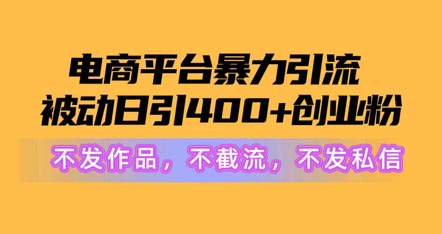 电商平台暴力引流,被动日引400+创业粉不发作品，不截流，不发私信-小二项目网