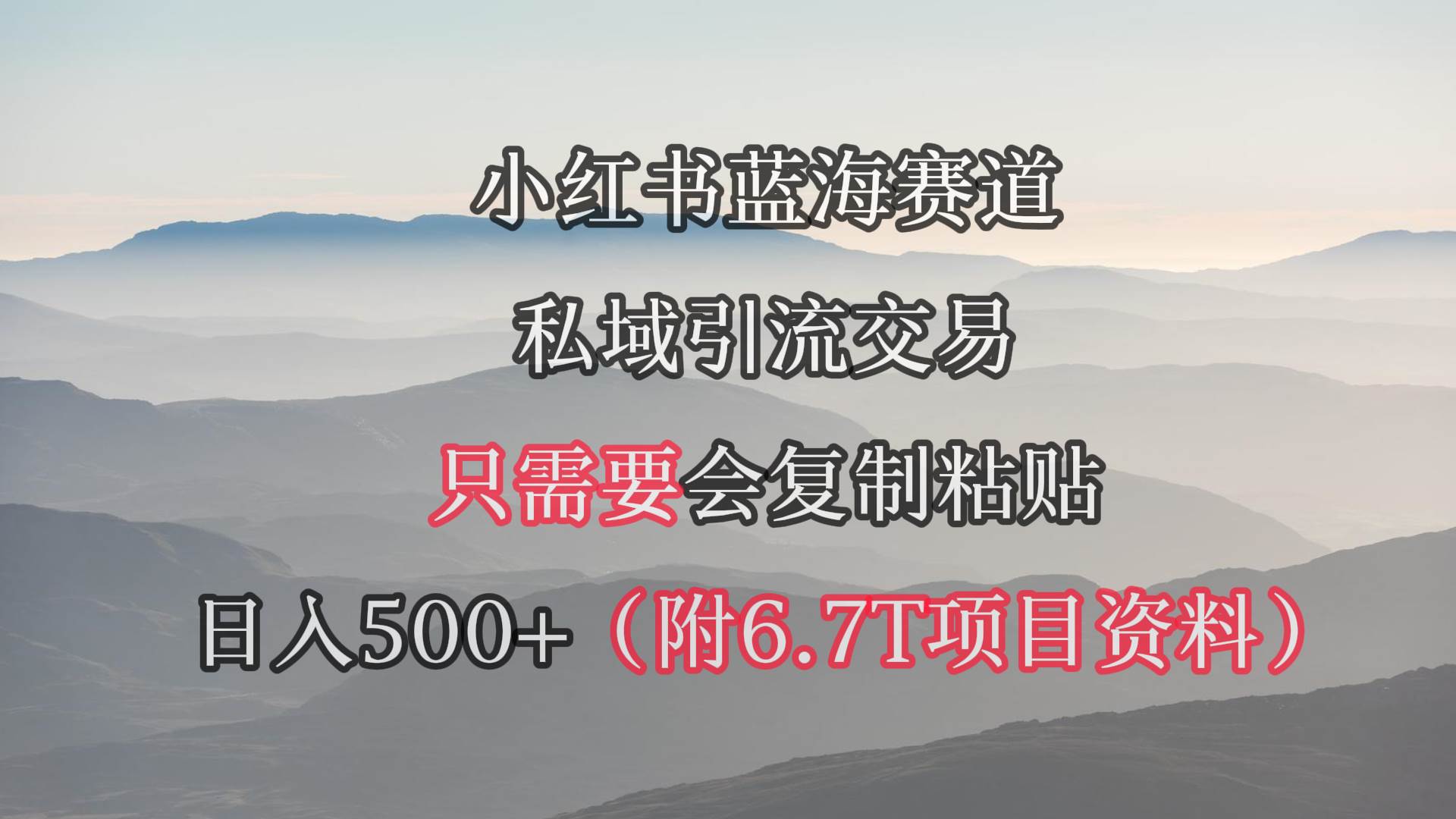 小红书短剧赛道，私域引流交易，会复制粘贴，日入500+（附6.7T短剧资源）-小二项目网