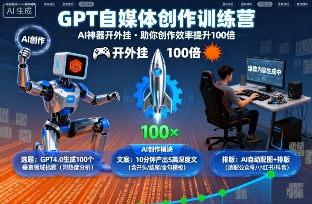 GPT自媒体创作训练营：AI神器开外挂，助你创作效率提升100倍-小二项目网