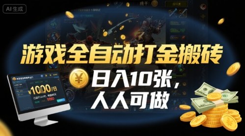 游戏全自动打金搬砖，日入10张，人人可做，纯干货，长期稳定收益项目【揭秘】-小二项目网
