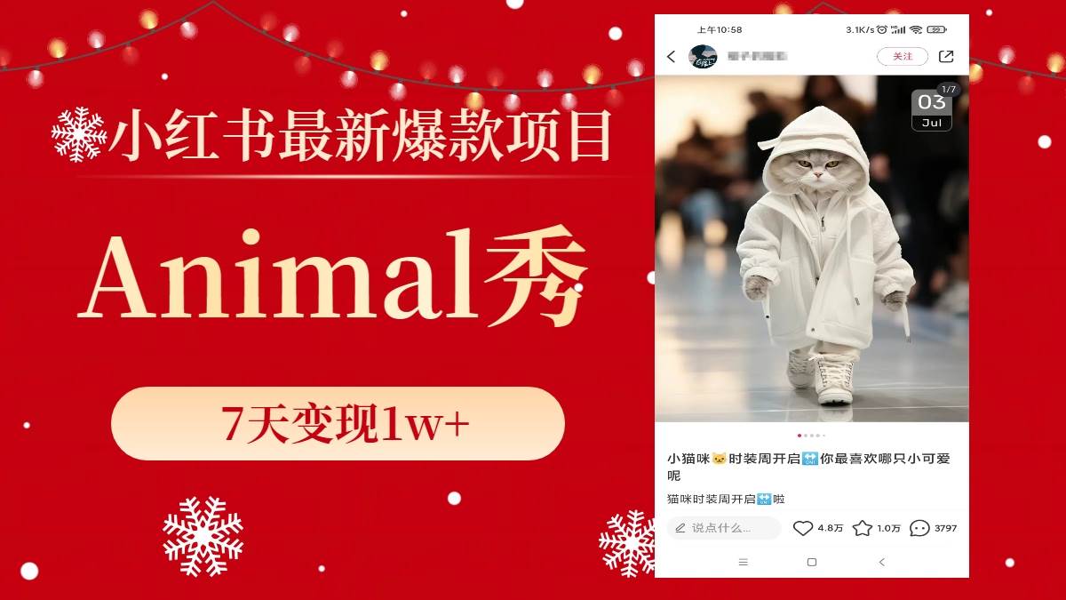 小红书最新爆款项目，Animal秀，7天变现1w+-小二项目网