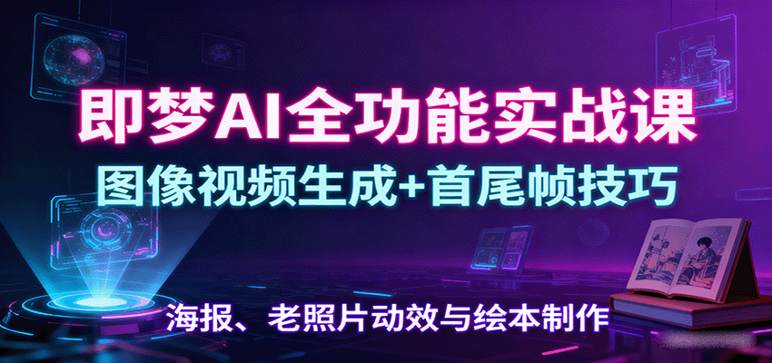 即梦AI全功能实战课：图像视频生成+首尾帧技巧，海报、老照片动效与绘本制作-小二项目网