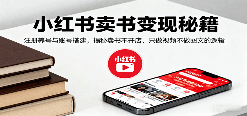 小红书卖书变现秘籍，注册养号与账号搭建，揭秘卖书不开店、只做视频不做图文的逻辑-小二项目网