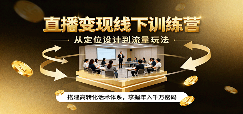 直播变现线下训练营，从定位设计到流量玩法，搭建高转化话术体系，掌握年入千万密码-小二项目网