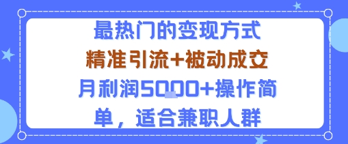 小众赛道玩法：当下最热门的变现方式，精准引流+被动成交月利润5k+操作简单，适合兼职人群-小二项目网