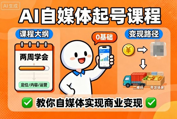 AI自媒体起号课程，0基础小白两周学会，教你自媒体实现商业变现-小二项目网