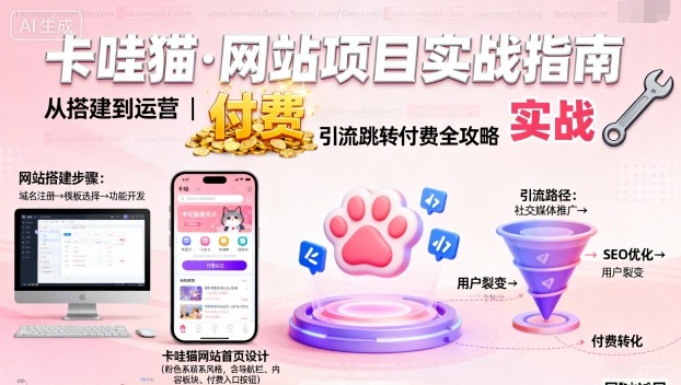 卡哇猫·网站项目，网站搭建与运营以及引流跳转付费-小二项目网
