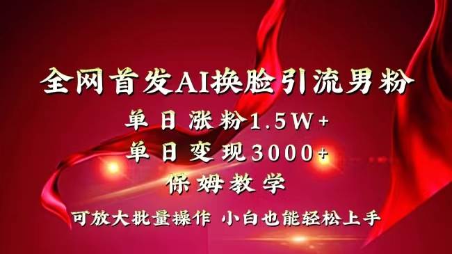 全网独创首发AI换脸引流男粉单日涨粉1.5W+变现3000+小白也能上手快速拿结果-小二项目网