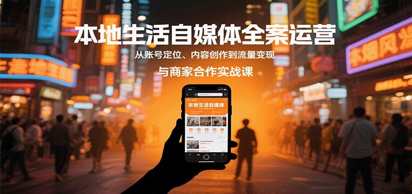 本地生活自媒体全案运营，从账号定位、内容创作到流量变现与商家合作实战课-小二项目网