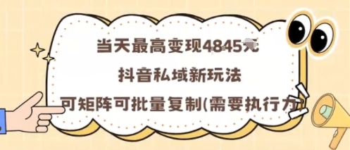 当天最高变现1k+，抖音私域新玩法，可矩阵可批量复制-小二项目网