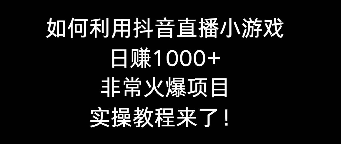 如何利用抖音直播小游戏日赚1000+，非常火爆项目，实操教程来了！-小二项目网