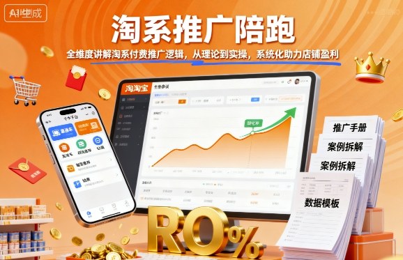淘系推广陪跑，全维度讲解淘系付费推广逻辑，从理论到实操，系统化助力店铺盈利-小二项目网