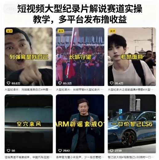 短视频大型纪录片解说赛道实操教学，多平台发布撸收益-小二项目网