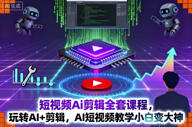 短视频Ai剪辑全套课程，玩转AI+剪辑，AI短视频教学小白变大神-小二项目网