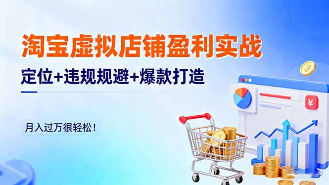 （16387期）淘宝虚拟店铺盈利实战：定位+违规规避+爆款打造，月入过万很轻松！-小二项目网