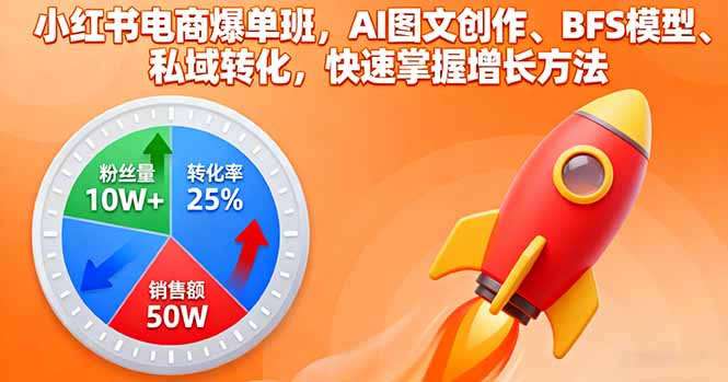 （16187期）小红书电商爆单班，AI图文创作、BFS模型、私域转化，快速掌握增长方法-小二项目网