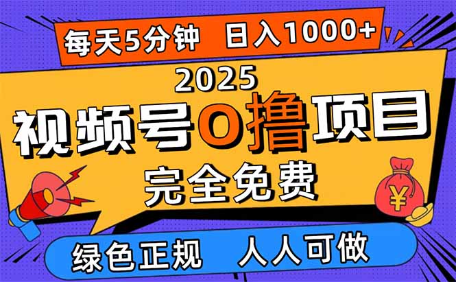 （16388期）2025视频号0撸项目，5分钟一个号，日入1000+，人人可做-小二项目网
