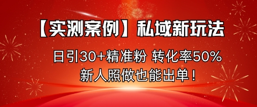 【实测案例】私域新玩法，日引30+精准粉，转化率50%，新人照做也能出单！-小二项目网