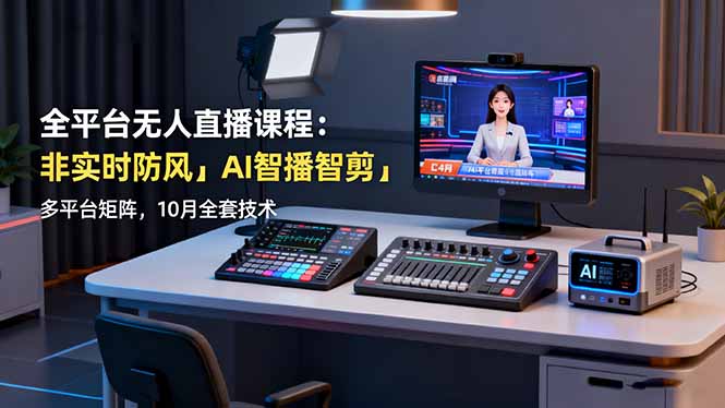 （16279期）全平台无人直播课程：非实时防风＋AI智播智剪＋多平台矩阵，10月全套技术-小二项目网