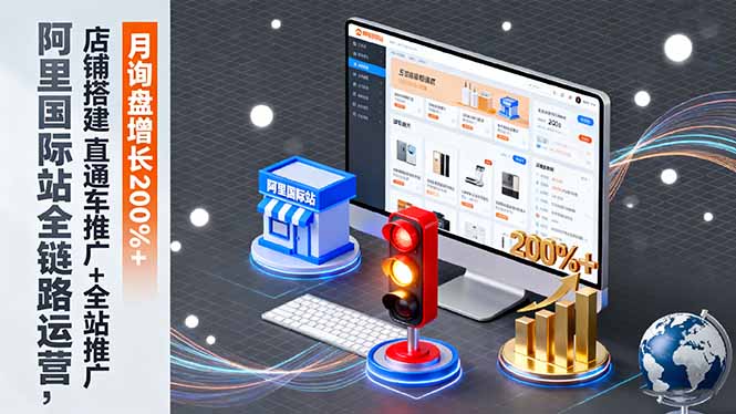 （16311期）阿里国际站全链路运营，店铺搭建+直通车推广+全站推广，月询盘增长200%+-小二项目网