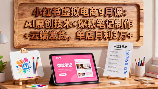 （16287期）小红书虚拟电商9月课：AI原创技术+爆款笔记制作+云端发货，单店月利3万+-小二项目网