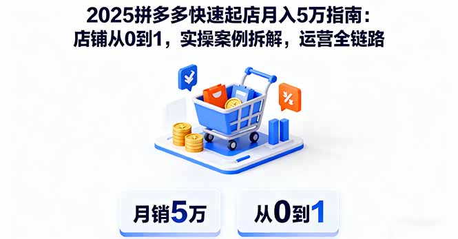 （16199期）2025拼多多快速起店月入5万指南：店铺从0到1，实操案例拆解，运营全链路-小二项目网