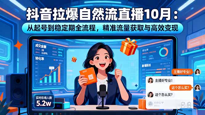 （16339期）抖音拉爆自然流直播10月：从起号到稳定期全流程，精准流量获取与高效变现-小二项目网