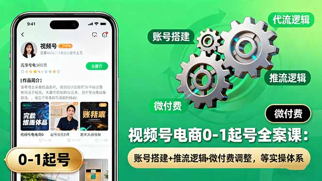 （16262期）视频号电商0-1起号全案课：账号搭建+推流逻辑+微付费调整，等实操体系-小二项目网
