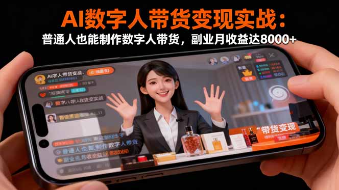 （16377期）AI数字人带货变现实战：普通人也能制作数字人带货，副业月收益达8000+-小二项目网