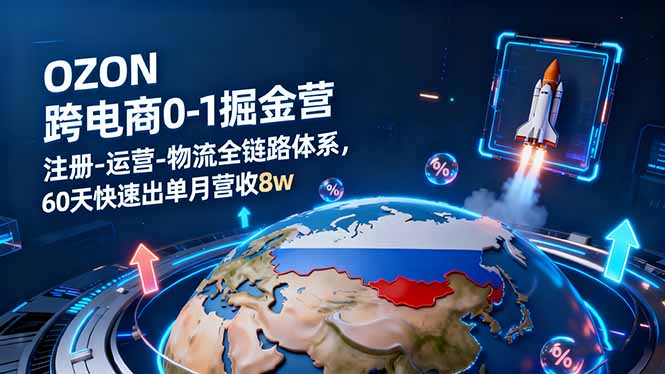（16277期）OZON跨境电商0-1掘金营：注册-运营-物流全链路体系，60天快速出单月营收8w-小二项目网