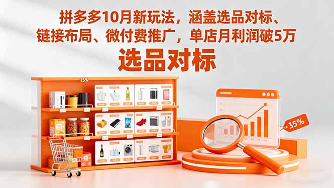 （16364期）拼多多10月新玩法，涵盖选品对标、链接布局、微付费推广，单店月利润破5万-小二项目网