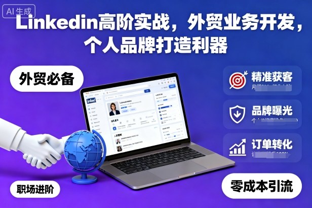 Linkedin高阶实战，外贸业务开发，个人品牌打造利器-小二项目网